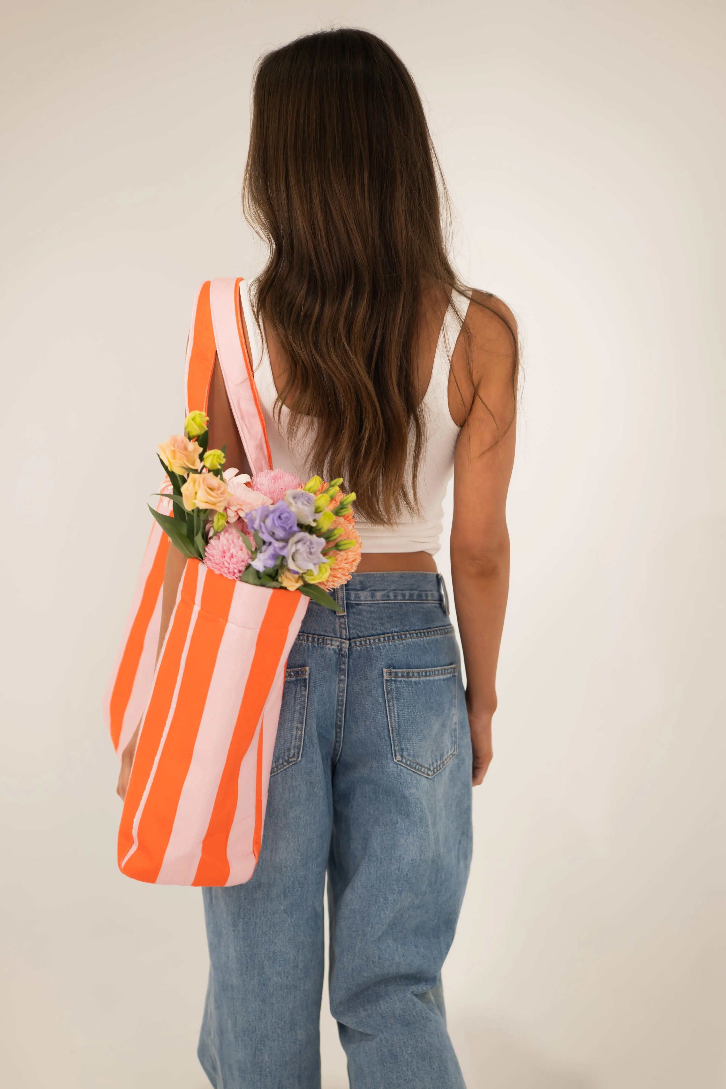 PEACH & ORANGE CARRY-ALL TOTE | LARGE BEACH & EVERYDAY TOTE BAG